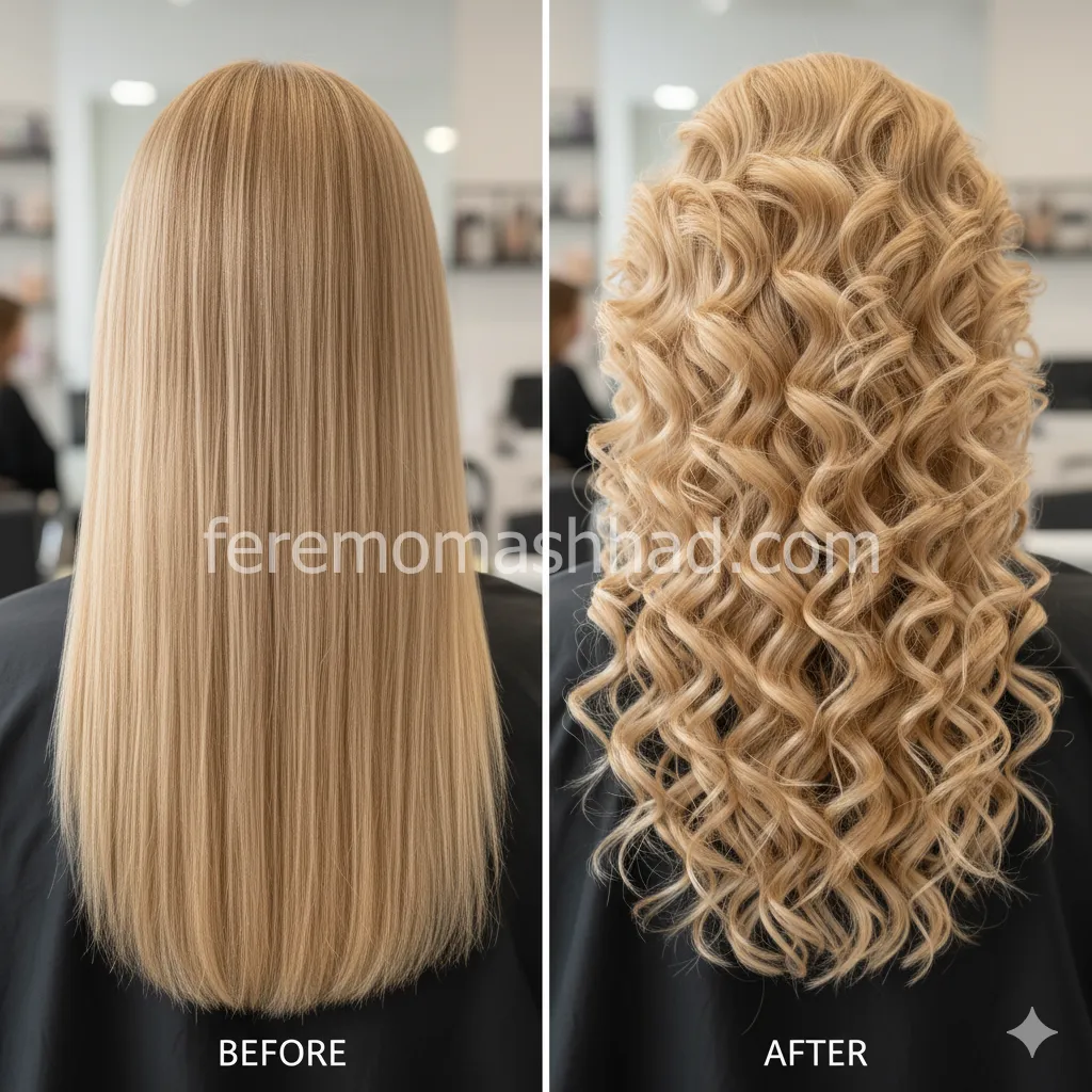 سالن زیبایی علمی نژاد خدمات فر دائم با حالت‌ دهی طبیعی در مشهد کوشش