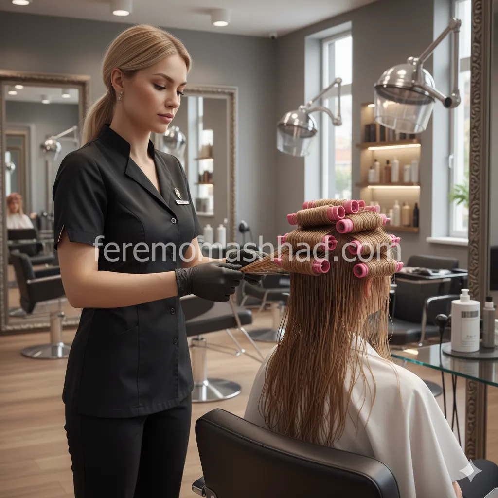 سالن زیبایی علمی نژاد خدمات فر دائم موی ضخیم در مشهد کوشش